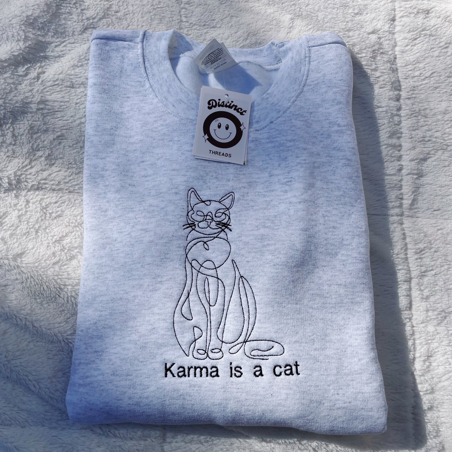 Karma Is A Cat Taylor Inspired Embroidered Crewneck Sweatshirt