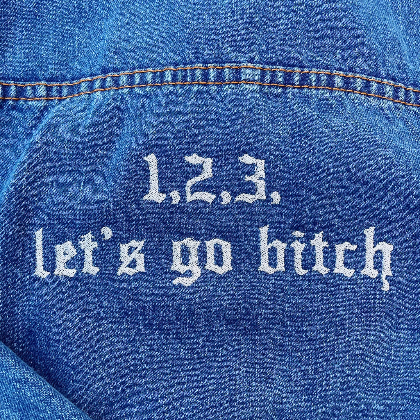 Taylor Inspired 1,2,3 Let's Go B*tch Jean Jacket - Size Medium