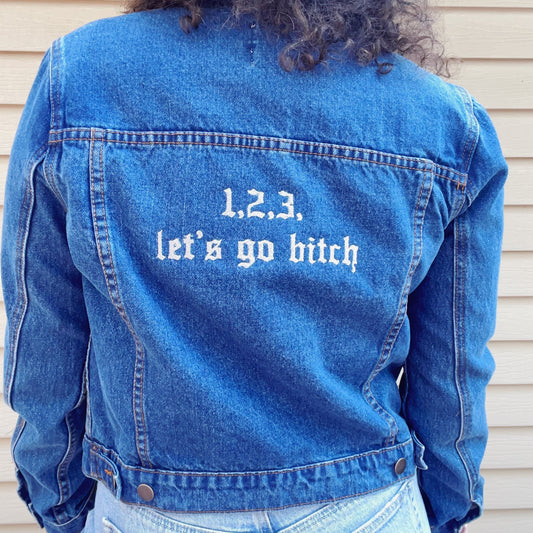 Taylor Inspired 1,2,3 Let's Go B*tch Jean Jacket - Size Medium