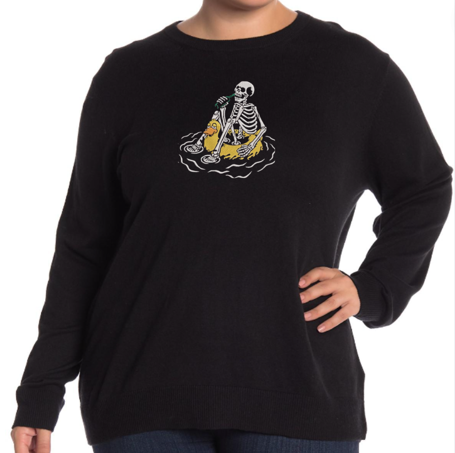 Skeleton On Vacation Embroidered Crewneck Sweatshirt