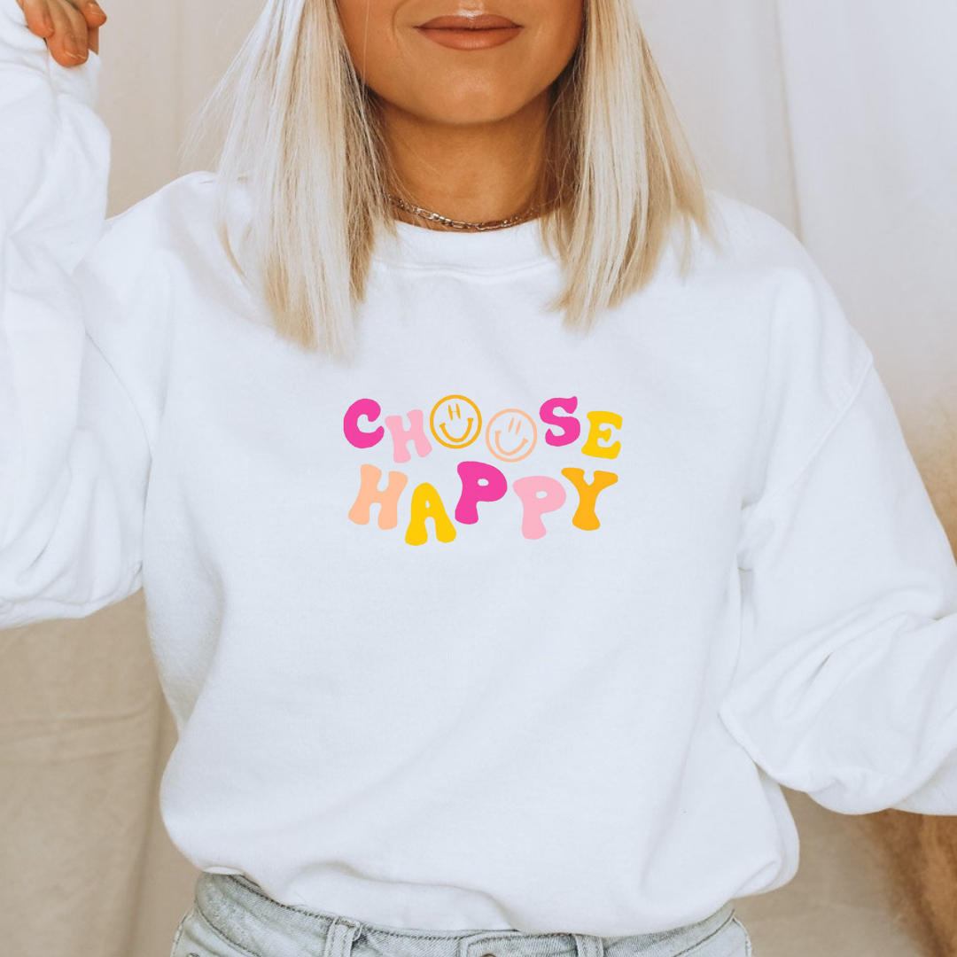 Choose Happy Embroidered Crewneck Sweatshirt