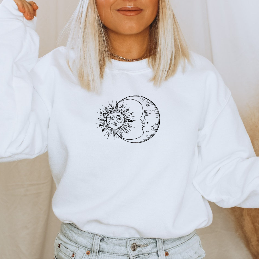 Sun & Moon Embroidered Crewneck Sweatshirt