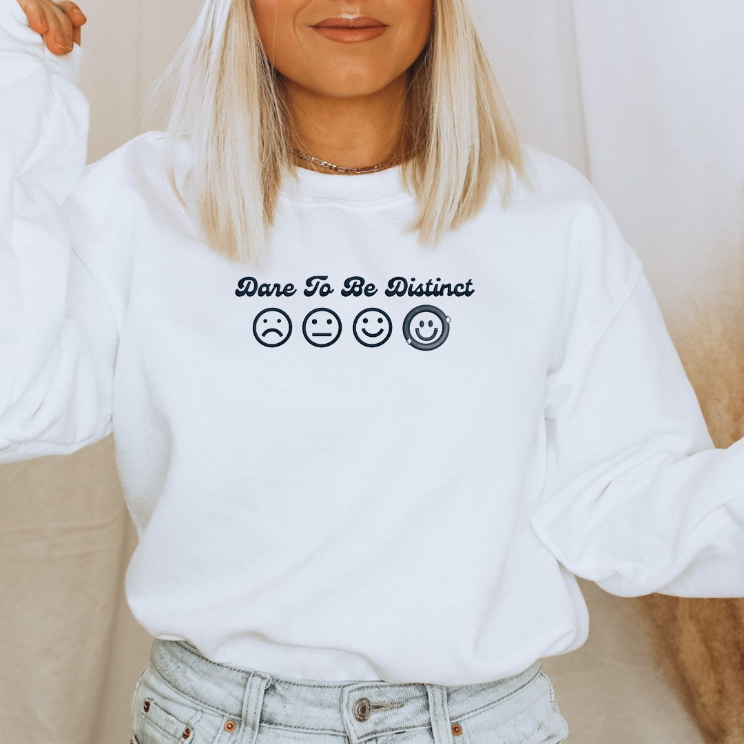 Dare To Be Distinct Smileys Embroidered Crewneck Sweatshirt