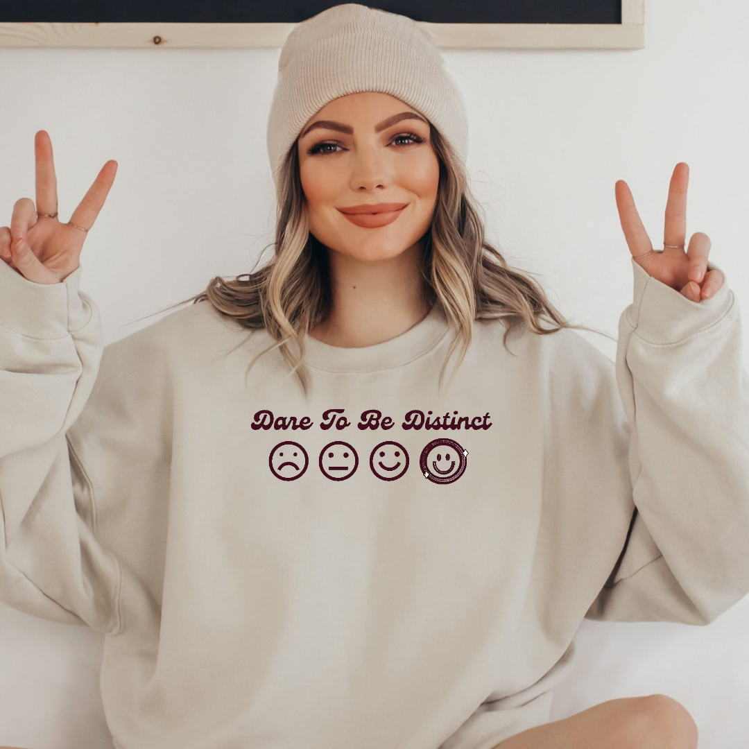 Dare To Be Distinct Smileys Embroidered Crewneck Sweatshirt