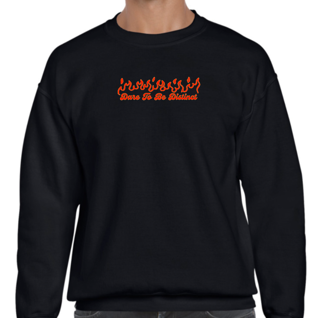 Dare To Be Distinct Flames Embroidered Crewneck Sweatshirt